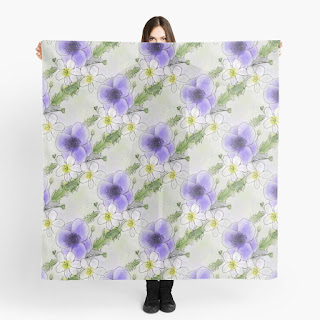 Purple Anemone Patterned Scarf