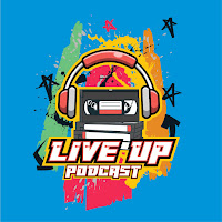 The Live UP podcast logo on blue background
