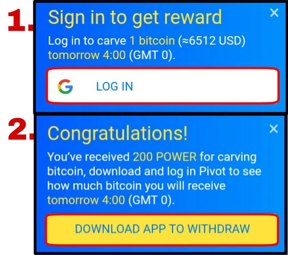 silahkan menuju situs resmi Pivot lalu pilih "Login" kemudian ikuti langkah selanjutnya kemudian pilih "Download App to Withdraw" lalu download apknya di Playstore dan buka apknya.