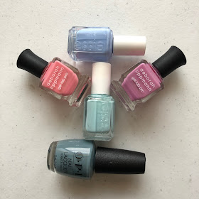 #ManiMonday, Jamie Allison Sanders, manicure, nails, nail polish, nail varnish, nail lacquer, Rainbow Brite nails, multicolor manicure, Essie Bikini So Teeny, Essie Mint Candy Apple, Deborah Lippmann Wild Orchid, Deborah Lippmann Can't Stop The Feeling!, OPI Alpaca My Bags