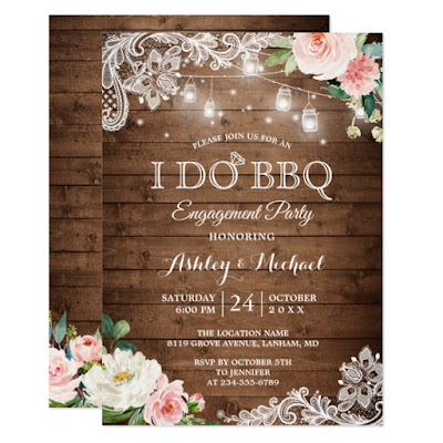  Rustic Backyard I DO BBQ Engagement Party Invitation