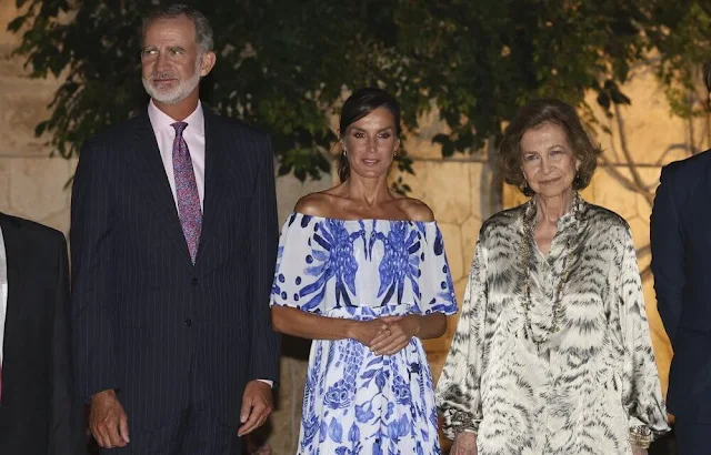 Queen Letizia wore a new ruffle midi dress by Desigual. Desigual Stella Jean ruffle midi dress. Queen Sofia wore a jumpsuit