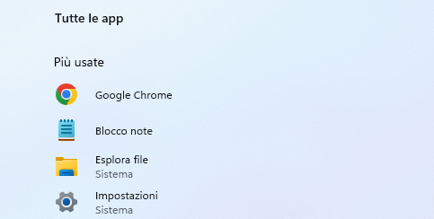 Etichetta 'Sistema' per le app del menu Start di Windows 10