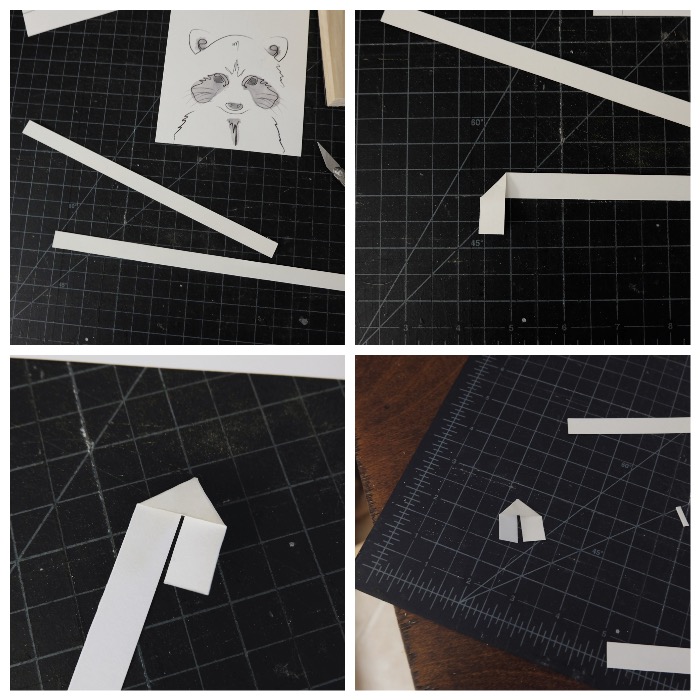 making diy photo corners with paper strip