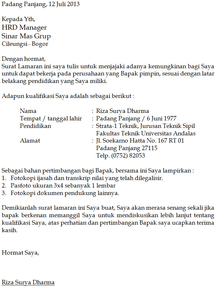 Contoh Surat Pengunduran Diri Resign Letter  newhairstylesformen2014 