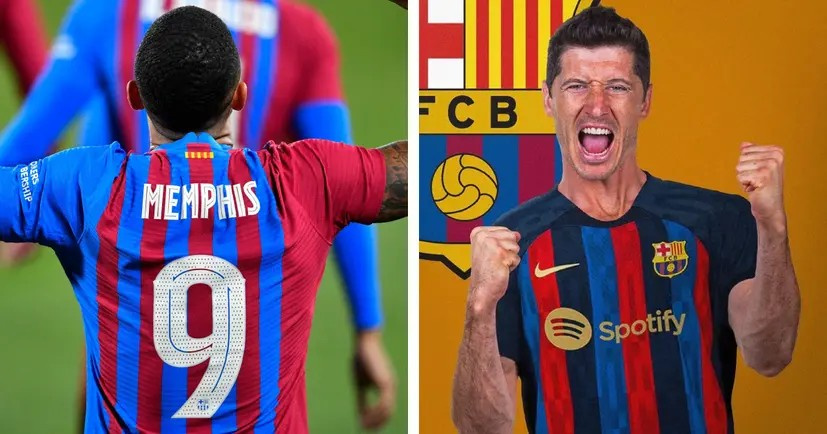 Barcelona want Memphis Depay to give up no.9 shirt and hand it to Robert Lewandowski