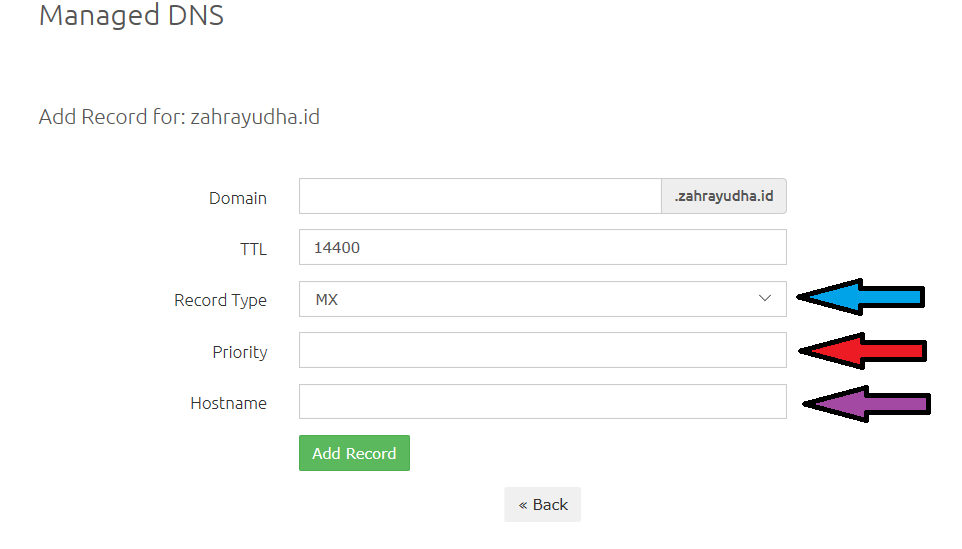 Gambar Menambahkan MX Record