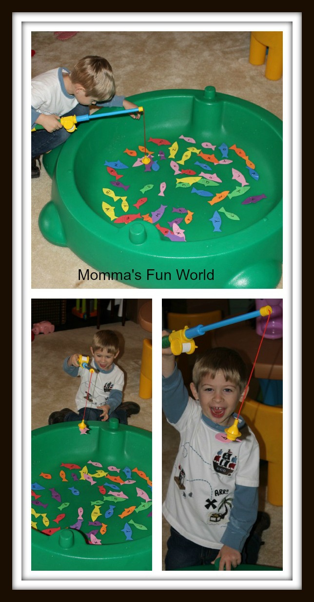 Momma's Fun World: Sharks and minnows alphabet fishing game