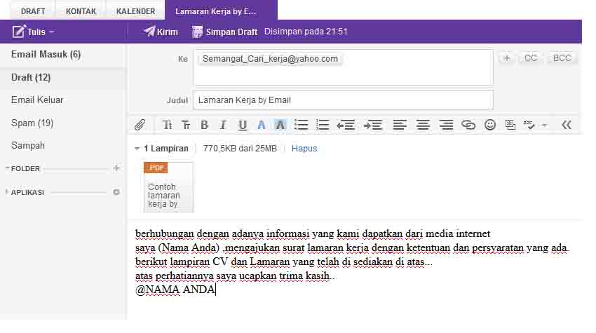 Kunci Sukses: Tutorial lamaran kerja by email