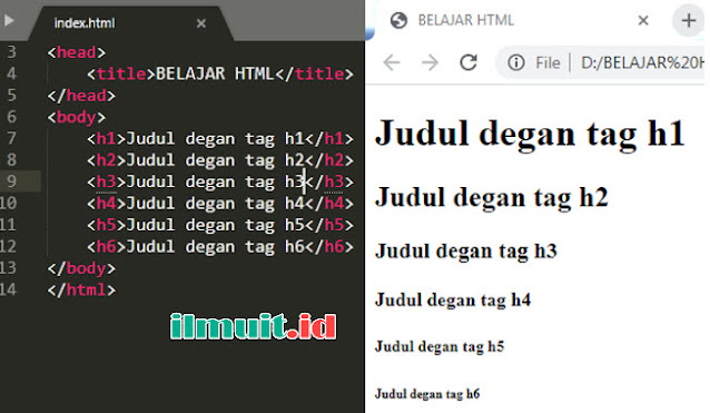 Cara Membuat Judul dan Paragraf di HTML ( tag h1 dan tag p )