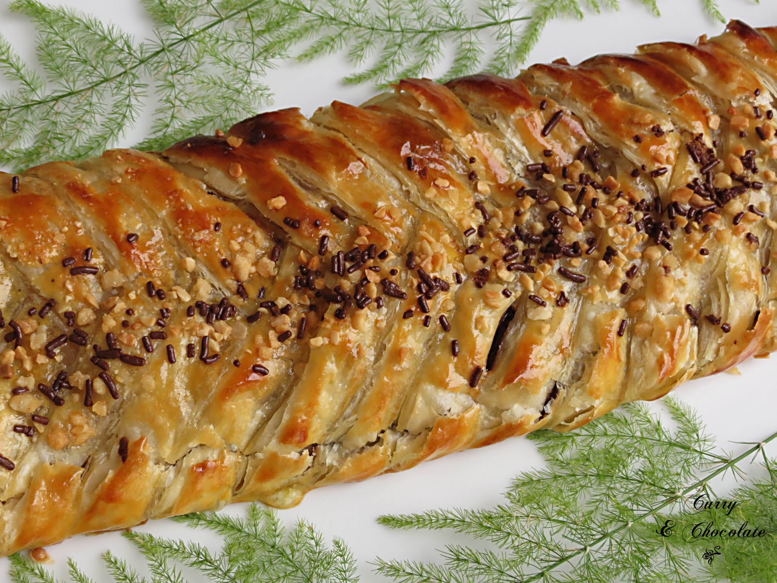 Trenza de Nutella y plátano – Nutella banana puff pastry braid