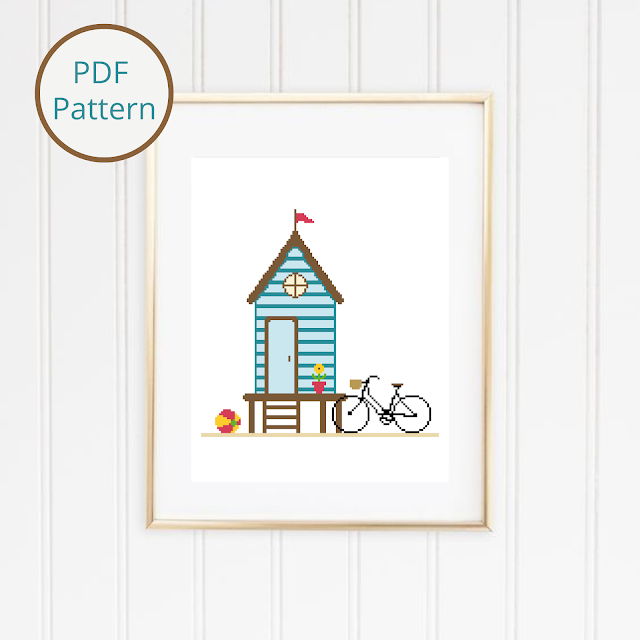 Beach Hut with Bicycle - Cross Stitch Pattern
