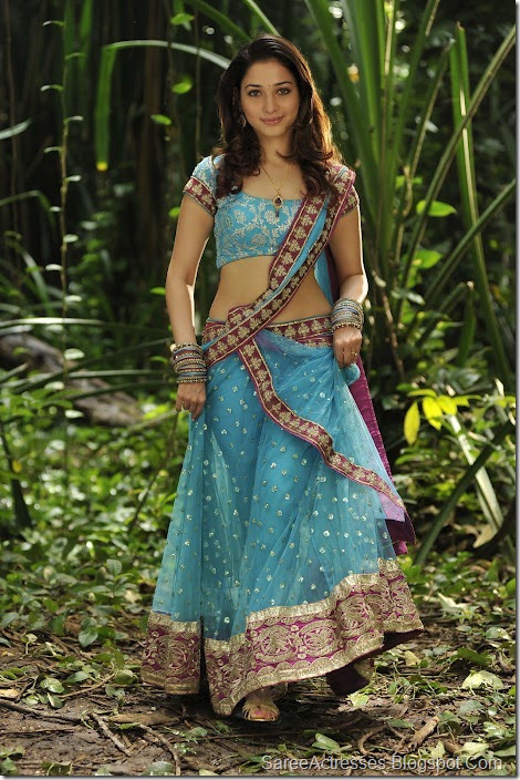 Tamanna Bhatia Hot Blue Saree 4