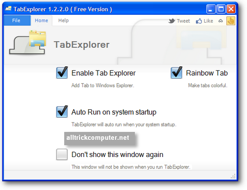 Setting Tab Explorer