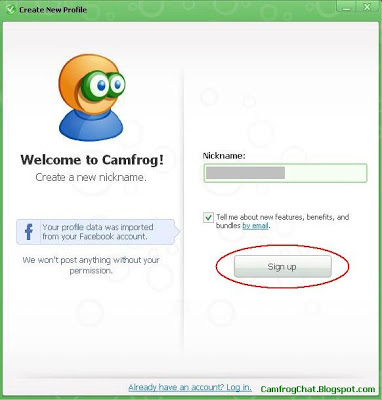 Sign Up Camfrog 6.4 Facebook Account