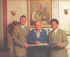Sachin Tendulkar With The Great Don Bradman and Shane Warne