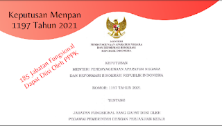 Keputusan Menpan RB dengan nomor 1197 Tahun 2021 tentang Jabatan Fungsional Yang Dapat Diisi Oleh Pegawai Pemerintah Dengan Perjanjian Kerja