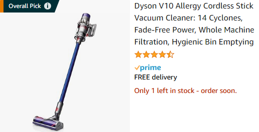 Dyson V10 Allergy Cordless Stick Vacuum Cleaner: 14 Cyclones, Fade-Free  Power, Whole Machine Filtration, Hygienic Bin Emptying