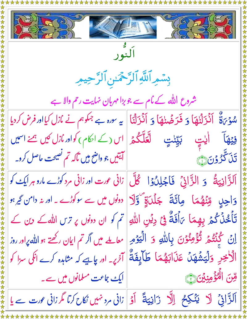 Quran,Surah Al-Noor with Urdu Translation,Quran with Urdu Translation,