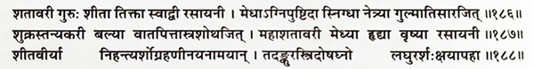 shatavari, ancient, classical, reference, shloka