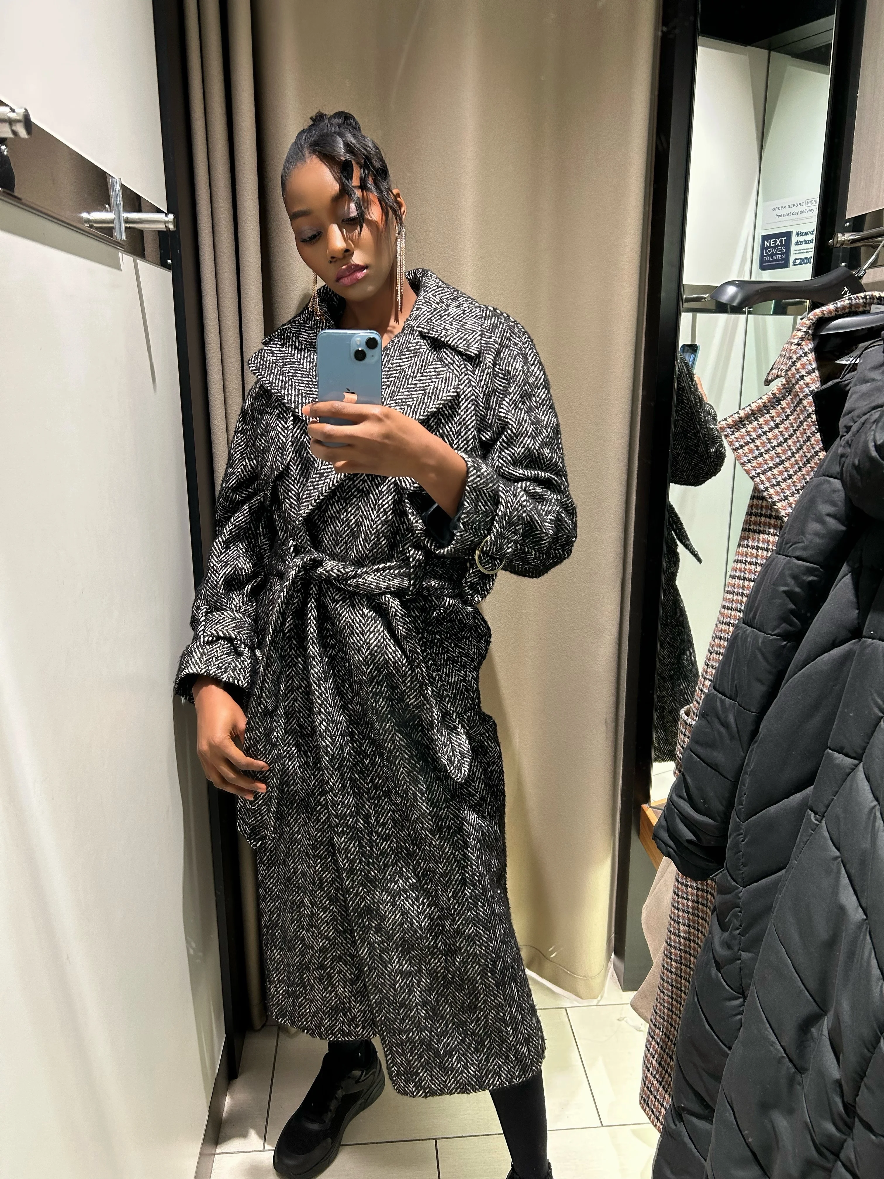 Belted Quilt Lined Trench Style Coat