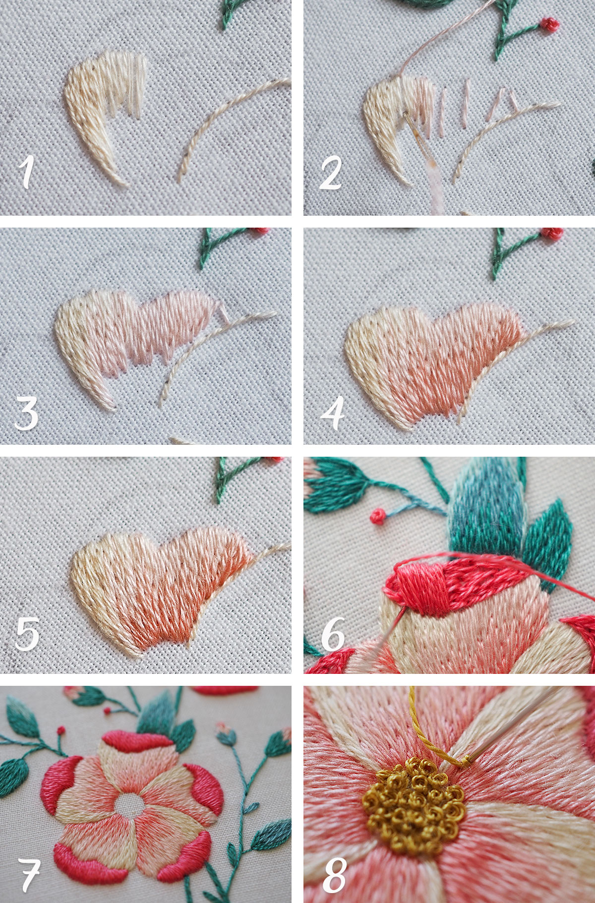 embroidery flowers tutorial