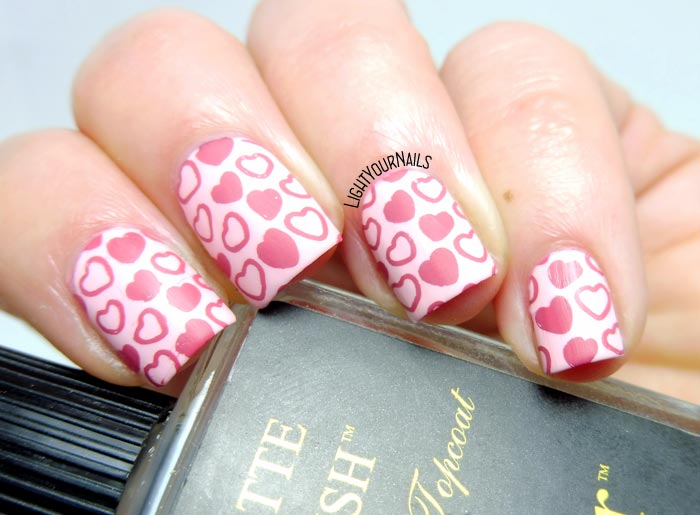 Stamping cuori rosa San Valentino pink hearts Valentine's Day #nailart #nailstamping #lightyournails