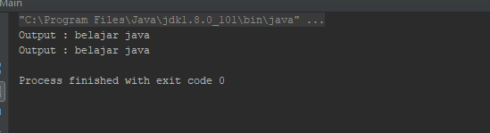 Output Hasil Contoh code sifat mutable di StringBuilder dan StringBuffer Java
