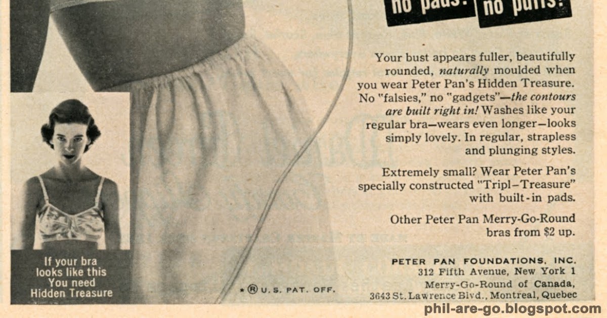 1950 women's Peter Pan Hidden Treasure bra less than average bust