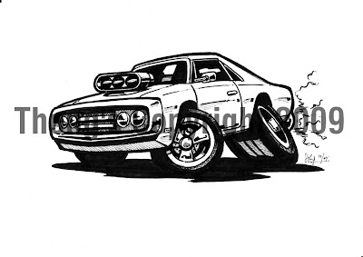 Car Caricature Black and White