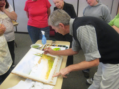 Watercolorist Ian Ramsay at a Utah Watercolor Society workshop in Salt Lake City