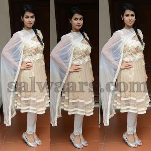 Sharmila Mandre in Cream Salwar