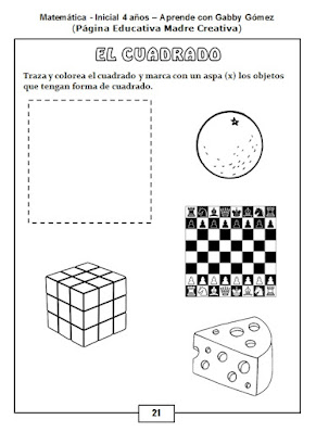 Fichas de Actividades para Preescolar (El Cuadrado)