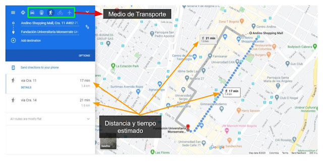 marcar una ruta en google maps