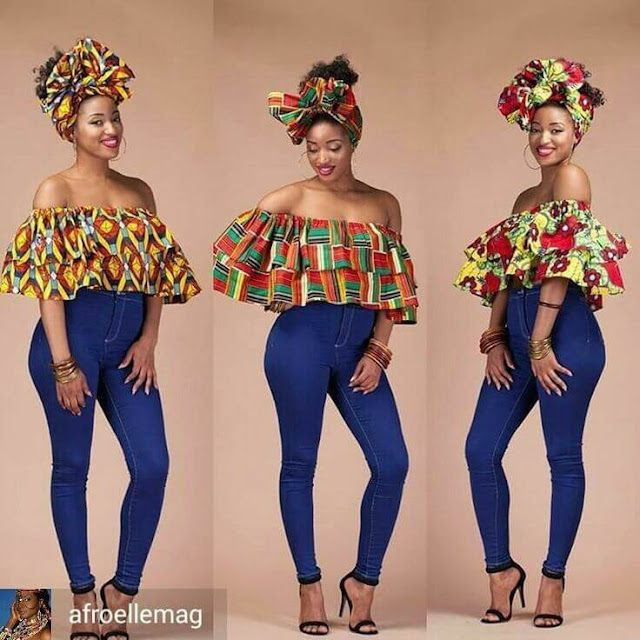 Latest Off-Shoulder Peplum Ankara Tops 2022