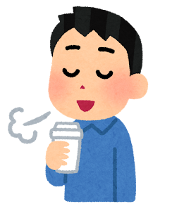 コーヒーで一服している人のイラスト（男性・タンブラー）