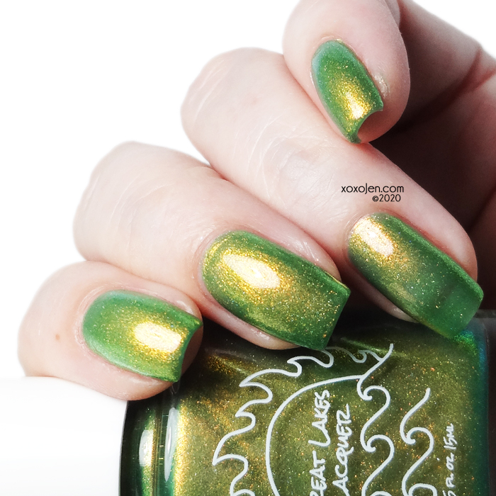 xoxoJen's swatch of Great Lakes lacquer I am Melon Lord