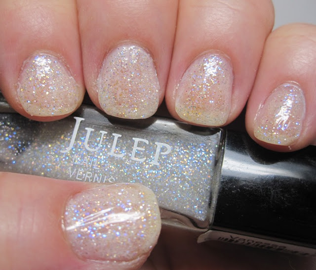 Julep Vanessa glitter over Savvy Sheer French White