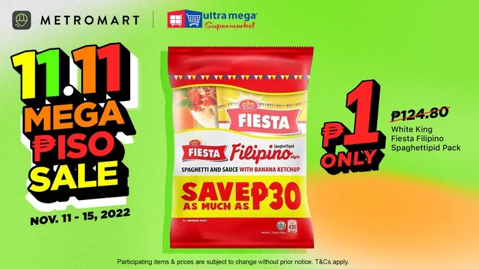 MetroMart’s multiple ₱1 deals in 11.11 MEGA PISO SALE Fiesta Spaghetti