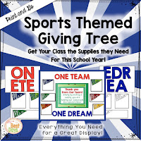 This Sports Themed Giving Tree is perfect to get your supplies for Back-to-School Nite or Open House!