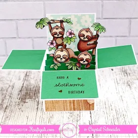 Sunny Studio Stamps: Silly Sloths Pop-up Box Card by Crystal Schneider