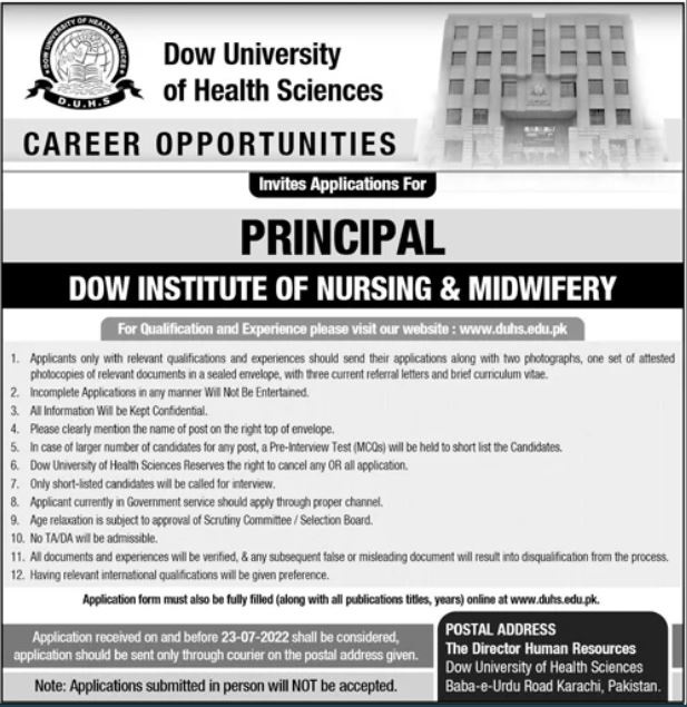 Latest Dow University of Health Sciences Education Posts Karachi 2022