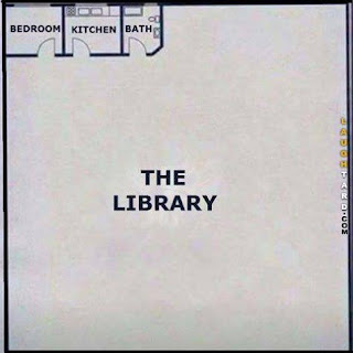 House layout with enormous library.