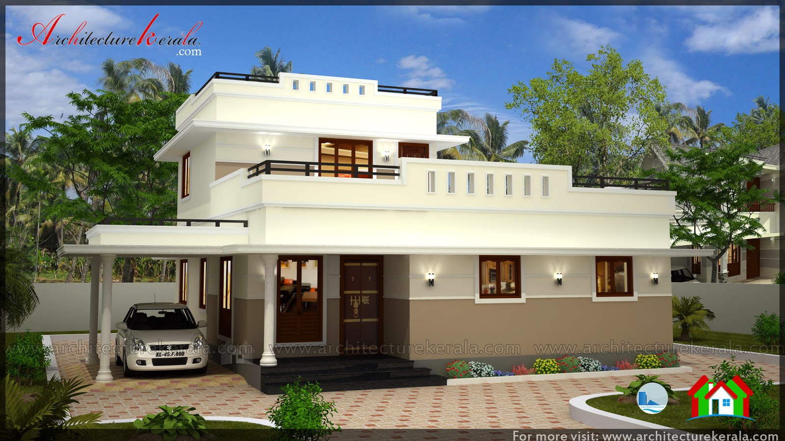 1600 SQUARE  FEET  HOUSE  PLAN  AND ELEVATION ARCHITECTURE 