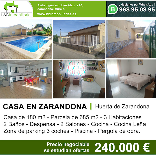 Se vende casa con piscina en la huerta de zarandona