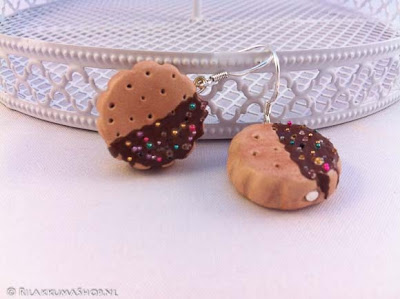 Kawaii cute Chocolate-Dipped Cookies with Sprinkles earrings