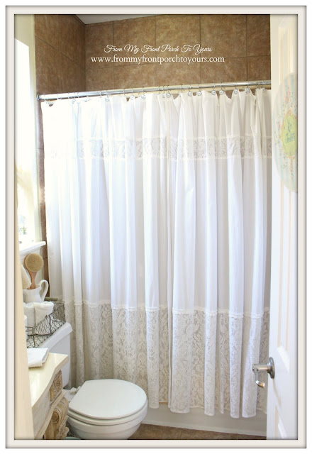 Farmhouse Guest Bathroom-Two Shower Curtains- From My Front Porch To Yours