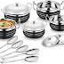Classic Essentials Stainless Steel Handi Set, 10-Pieces, Black