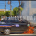 Taxi pega fogo no centro da cidade de Bom Jesus do Itabapoana