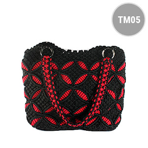 Tas Rajut Tali Kur (Macrame) Motif Red Flower